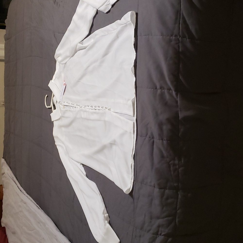 White Blouse with Pearl buttons  size large by FloryDay